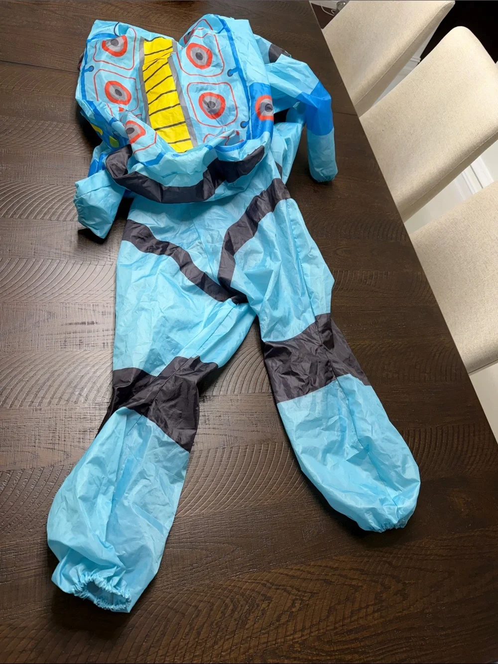 Kids Blue Space-Themed Inflatable One-Piece Footie with Yellow Visor